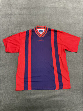 Atletica Sport Vintage Red and Purple Striped Athletic Shirt Size Large